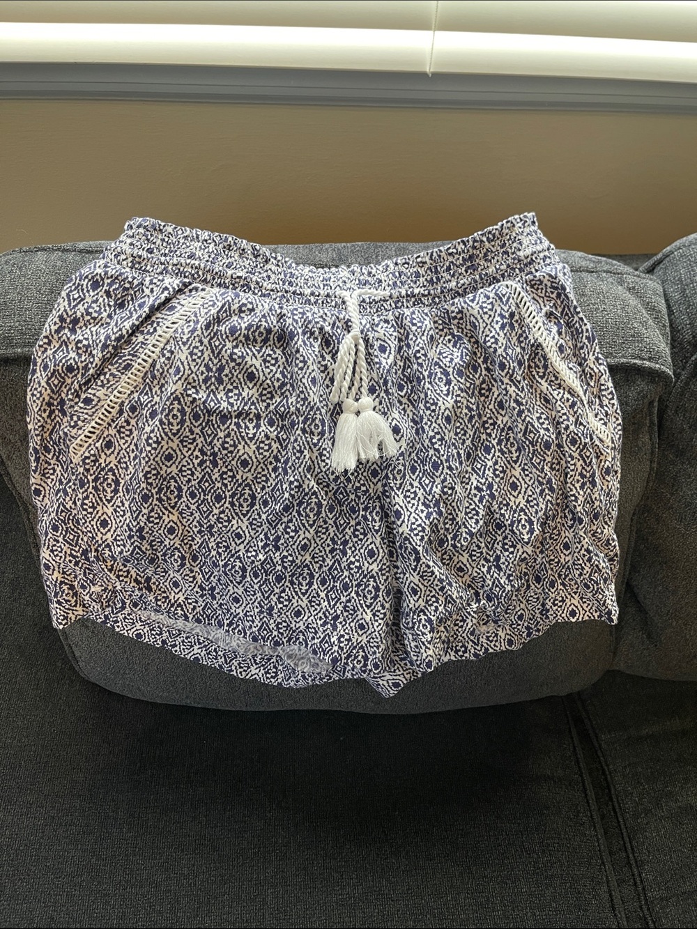 Briggs New York Navy and White Geometric Drawstring Shorts
